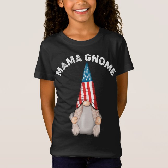 Hot Mama Gnome Family Funny US American Flag T-Shirt (Front)