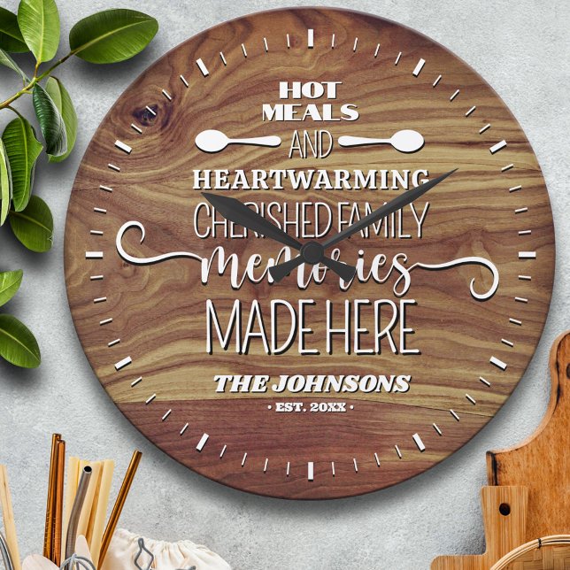 Hot Meals Warm Memories Personalized Kitchen  Large Clock (Creator Uploaded)