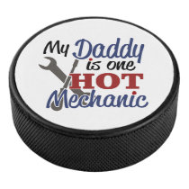 Hot Mechanic Dad Hockey Puck