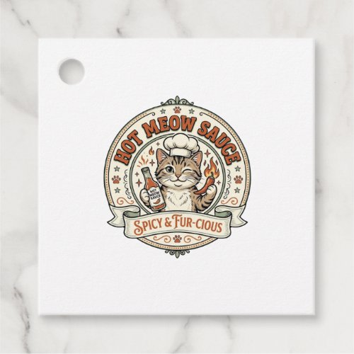 Hot Meow Sauce Cat Hot Sauce Spicy Food Cat Vintag Favor Tags