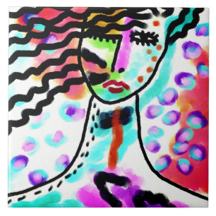 Hot Mess Abstract Digital Painting  Ceramic Tile