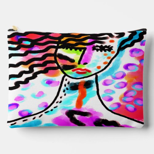 Hot Mess Abstract Digital Portrait of a Woman Accessory Pouch