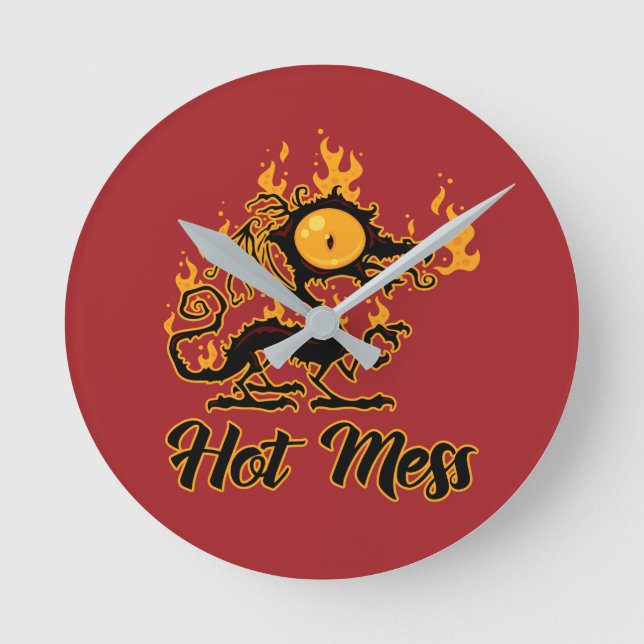 Hot Mess Crispy Dragon Round Clock (Front)