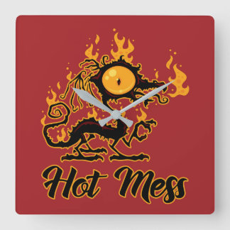 Hot Mess Crispy Dragon Square Wall Clock