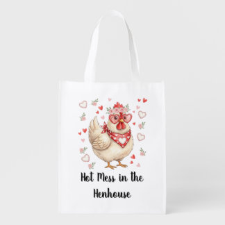 Hot Mess in the Henhouse Valentine Chicken Grocery Bag