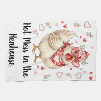 Hot Mess in the Henhouse Valentine Chicken Kitchen Towel