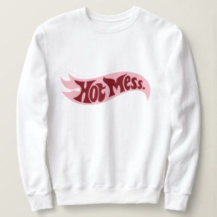 Hot Mess Sweatshirt   Retro Flame Graphic Crewneck