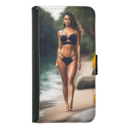 Hot model posing at the beach Wallet Case