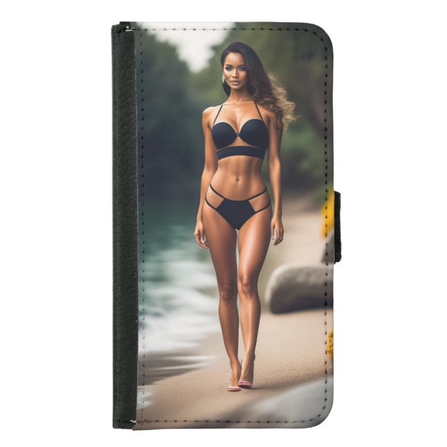 Hot model posing at the beach Wallet Case (Front)