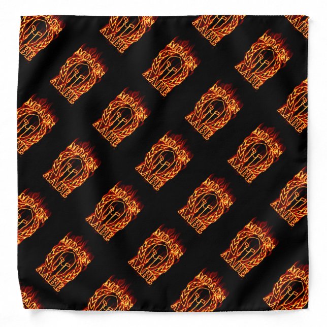 Hot Molon Labe Spartan Warrior Mask on Fire Bandana (Front)