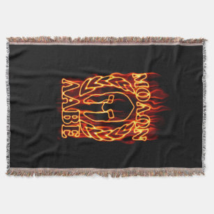 Hot Molon Labe Spartan Warrior Mask on Fire Throw Blanket