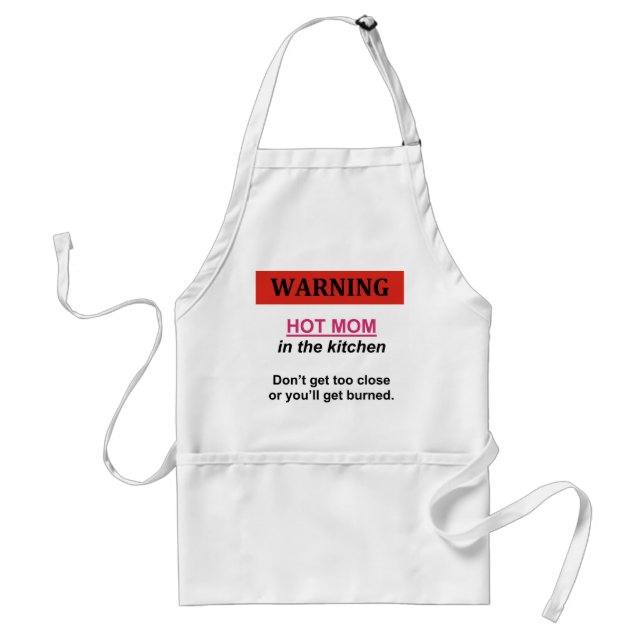 HOT MOM in the Kitchen Adult Apron (Front)