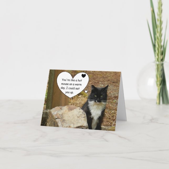 Hot Mouse Cat Valentine Holiday Card (Front)