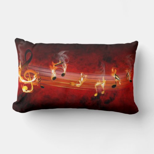 Hot Music Notes Lumbar Pillow