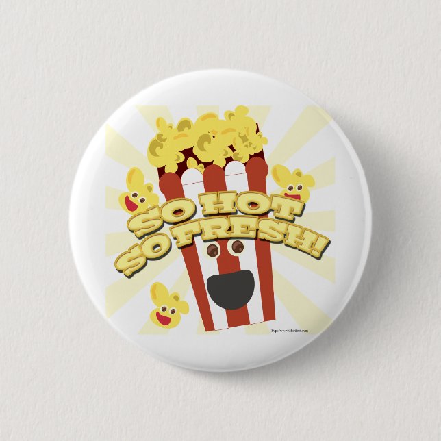 Hot N Fresh Popcorn Pinback Button (Front)