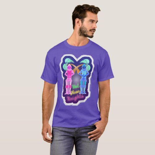 Hot Neon Knights Retro Vaporwave Cartoon Motto T_Shirt