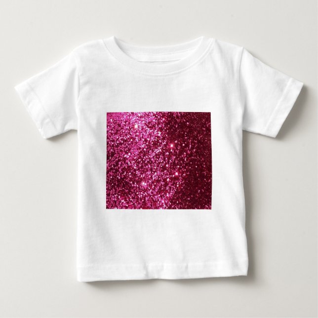 HOT NEON PINK SPARKLE GLITTER BACKGROUND PARTY FUN BABY T-Shirt (Front)