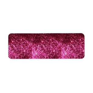 HOT NEON PINK SPARKLE GLITTER BACKGROUND PARTY FUN LABEL