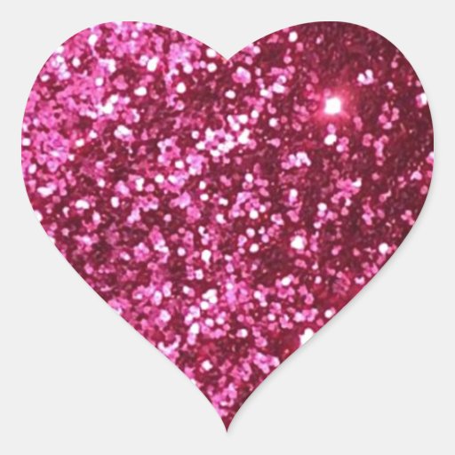 HOT NEON PINK SPARKLE GLITTER BACKGROUND PARTY FUN HEART STICKER | Zazzle