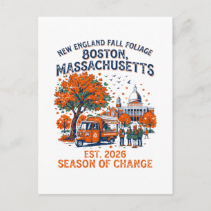 Hot New England Fall Foliage Boston Massachusetts Postcard