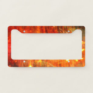 Hot Orange Black Flame Art License Plate Frame