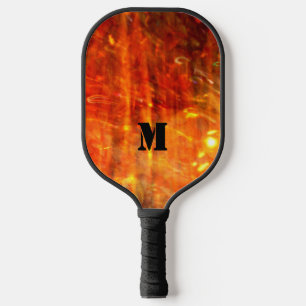 Hot Orange Black Flame Cool Monogram Pickleball Paddle