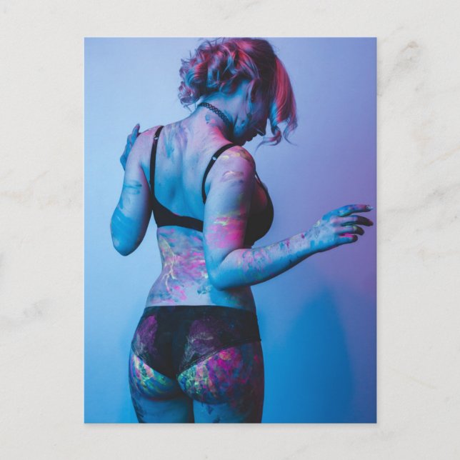 Hot painted artist girl lingerie model photo postcard (Front)