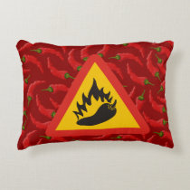 Hot pepper danger sign accent pillow
