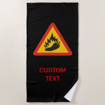 Hot pepper danger sign beach towel