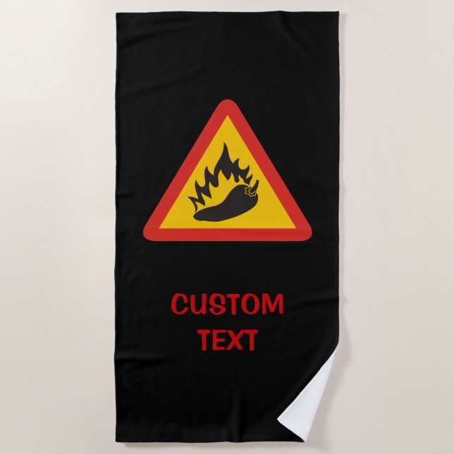 Hot pepper danger sign beach towel (Front)