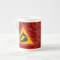 Hot pepper danger sign bone china mug