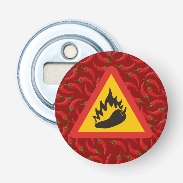 Hot pepper danger sign bottle opener (Front)
