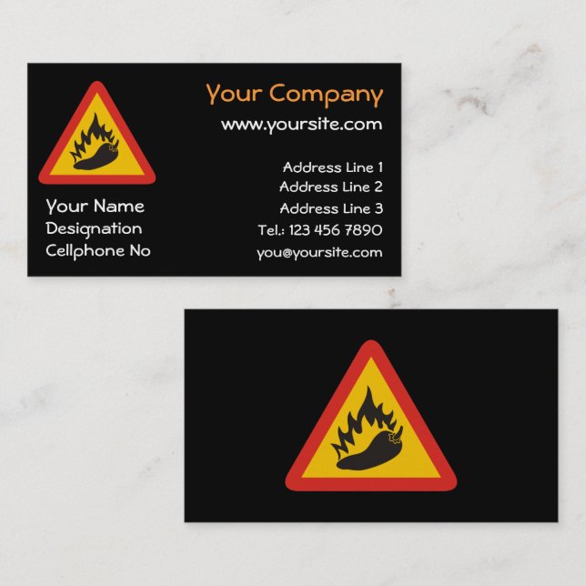 Hot pepper danger sign business card (Front/Back)