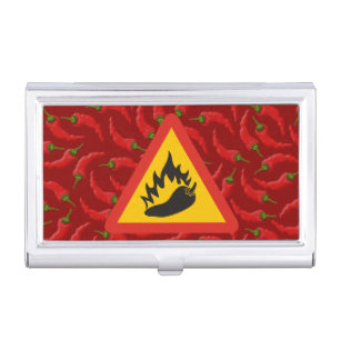 Hot pepper danger sign business card holder