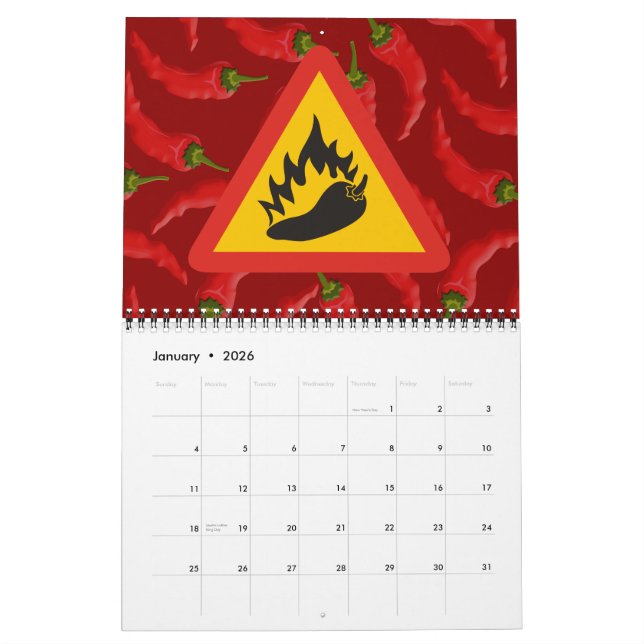 Hot pepper danger sign calendar (Jan 2026)