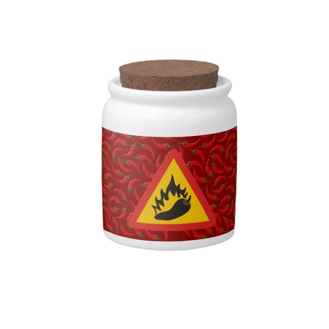 Hot Pepper Danger Sign Candy Jar (Front)