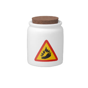 Hot Pepper Danger Sign Candy Jar