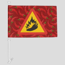 Hot pepper danger sign car flag