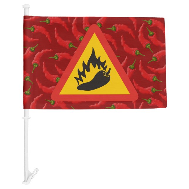 Hot pepper danger sign car flag (Front)