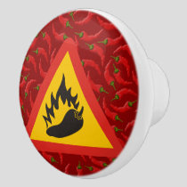 Hot pepper danger sign ceramic knob