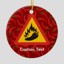 Hot pepper danger sign ceramic ornament