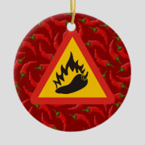 Hot pepper danger sign ceramic ornament