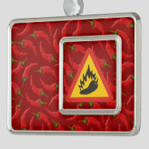 Hot pepper danger sign christmas ornament