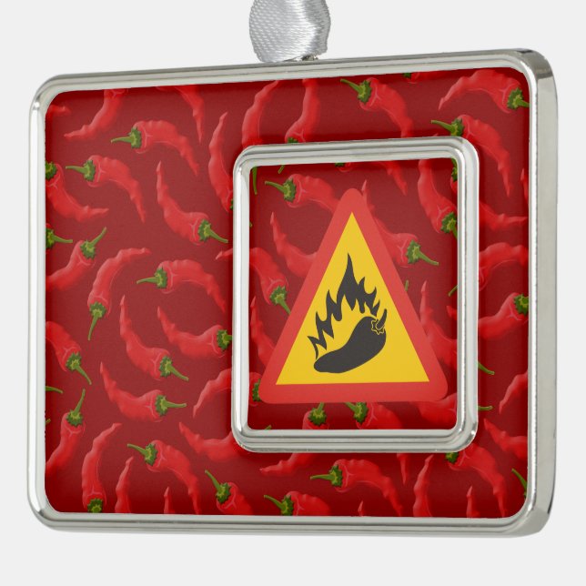 Hot pepper danger sign christmas ornament (Left)