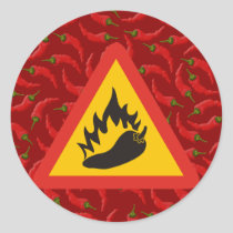 Hot pepper danger sign classic round sticker