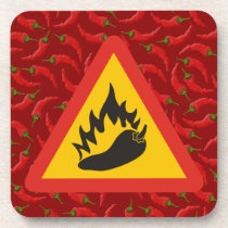 Hot pepper danger sign coaster