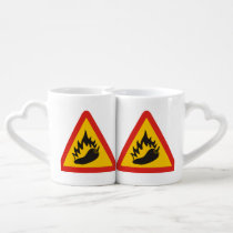 Hot pepper danger sign coffee mug set