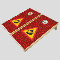 Hot pepper danger sign cornhole set