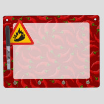 Hot pepper danger sign dry erase board with keychain holder