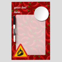 Hot pepper danger sign dry erase board with mirror